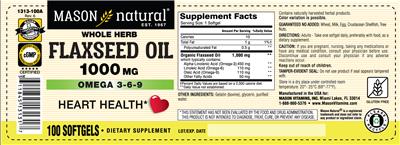 Flax Seed Oil 1,000 mg label