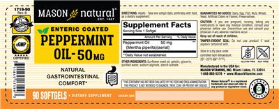 Peppermint Oil 50 mg label