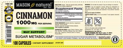 Cinnamon 1000 mg label