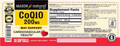 CoQ10 200 mg label