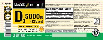 D3 5000 IU (125 mcg) label