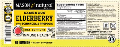 Sambucus Elderberry with Echinacea & Propolis Raspberry Flavor label