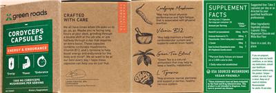 Cordyceps Capsules label