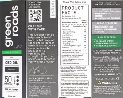 Full Spectrum CBD Oil Original 50 mg/mL label