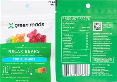 Relax Bears CBD Gummies 10 mg label