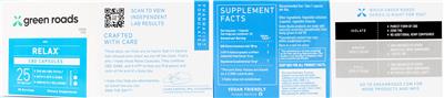 Relax CBD Capsules 25 mg label