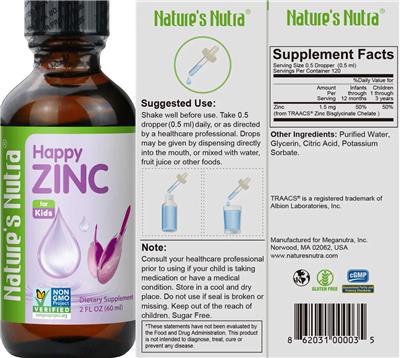 Happy Zinc for Kids label