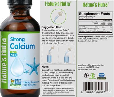 Strong Calcium for Kids label
