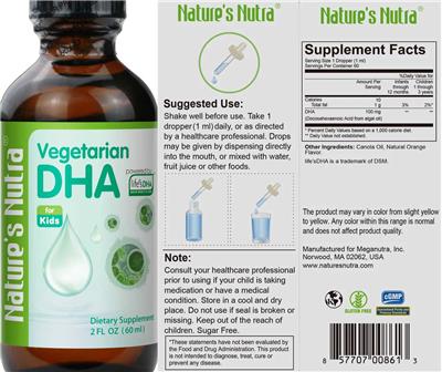 Vegetarian DHA for Kids label