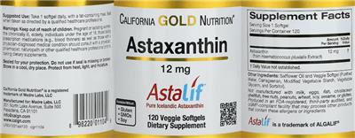 Astaxanthin 12 mg label