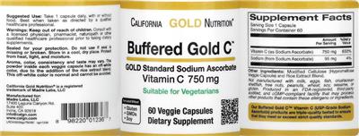 Buffered Gold C 750 mg label