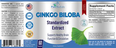 Ginkgo biloba Standardized Extract label
