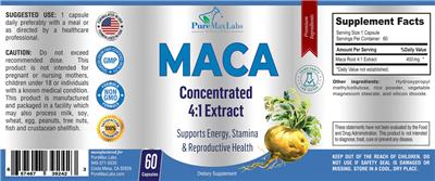 Maca Concentrated 4:1 Extract label
