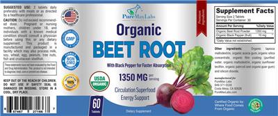 Organic Beet Root 1350 mg label