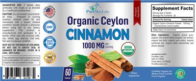 Organic Ceylon Cinnamon 1000 mg label