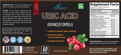 Uric Acid Advanced Formula label