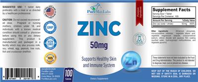 Zinc 50 mg label