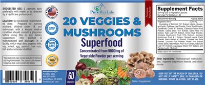 20 Veggies & Mushrooms label