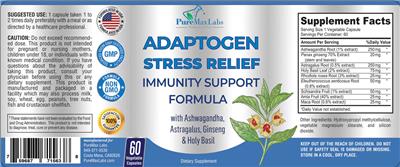 Adaptogen Stress Relief label