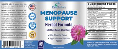 Menopause Support Herbal Formula label