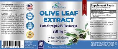 Olive Leaf Extract 750 mg label