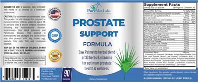 Prostate Support Formula label