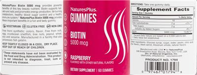 Biotin 5000 mcg Gummies Raspberry label