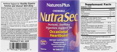 Chewable NutraSec Peppermint label