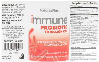 Immune Probiotic 10 Billion CFU label