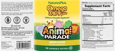 Omega 3/6/9 Junior Lemon Flavor label