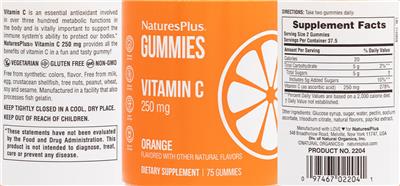 Vitamin C 250 mg Gummies Orange label