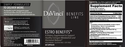 Estro Benefits label