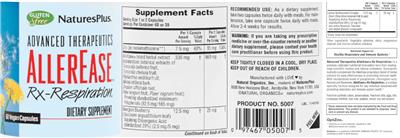 Advanced Therapeutics AllerEase Rx-Respiration label