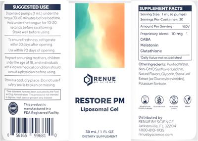 Restore PM Liposomal Gel label