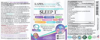 Sleep 1 10 in 1 Melatonin Sleep Complex label