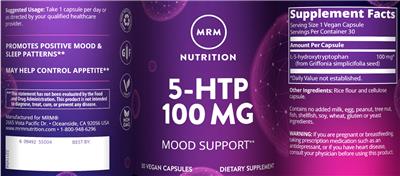 5-HTP 100 mg label