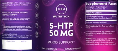 5-HTP 50 mg label