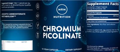Chromium Picolinate label