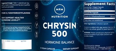 Chrysin 500 label