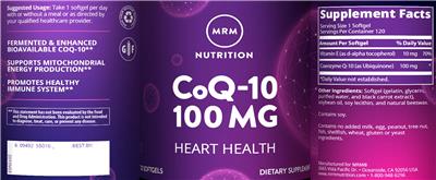 CoQ-10 100 mg label