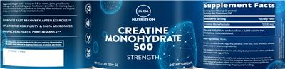 Creatine Monohydrate 500 label