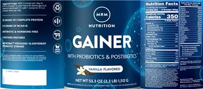 Gainer Vanilla Flavored label