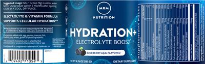 Hydration+ Blueberry Acai Flavored label