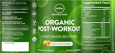 Organic Post-Workout Peach Tea Flavored label
