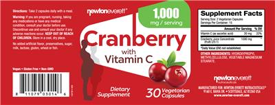 Cranberry 1000 mg with Vitamin C label