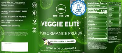 Veggie Elite Vanilla Bean Flavored label