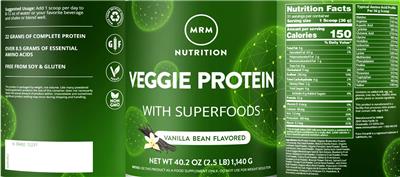 Veggie Protein Vanilla Bean Flavored label