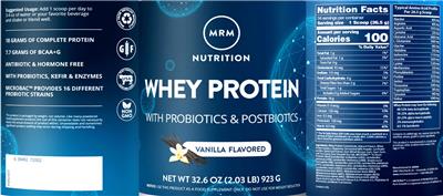Whey Protein Vanilla Flavored label