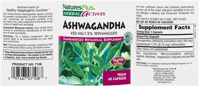 Ashwagandha 450 mg label
