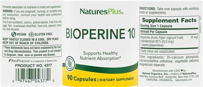 BioPerine 10 label